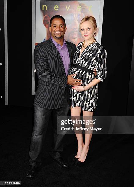 Actor Alfonso Ribeiro and wife Angela Unkrich attend the Warner Bros. Pictures' 'Focus' premiere at TCL Chinese Theatre on February 24, 2015 in...