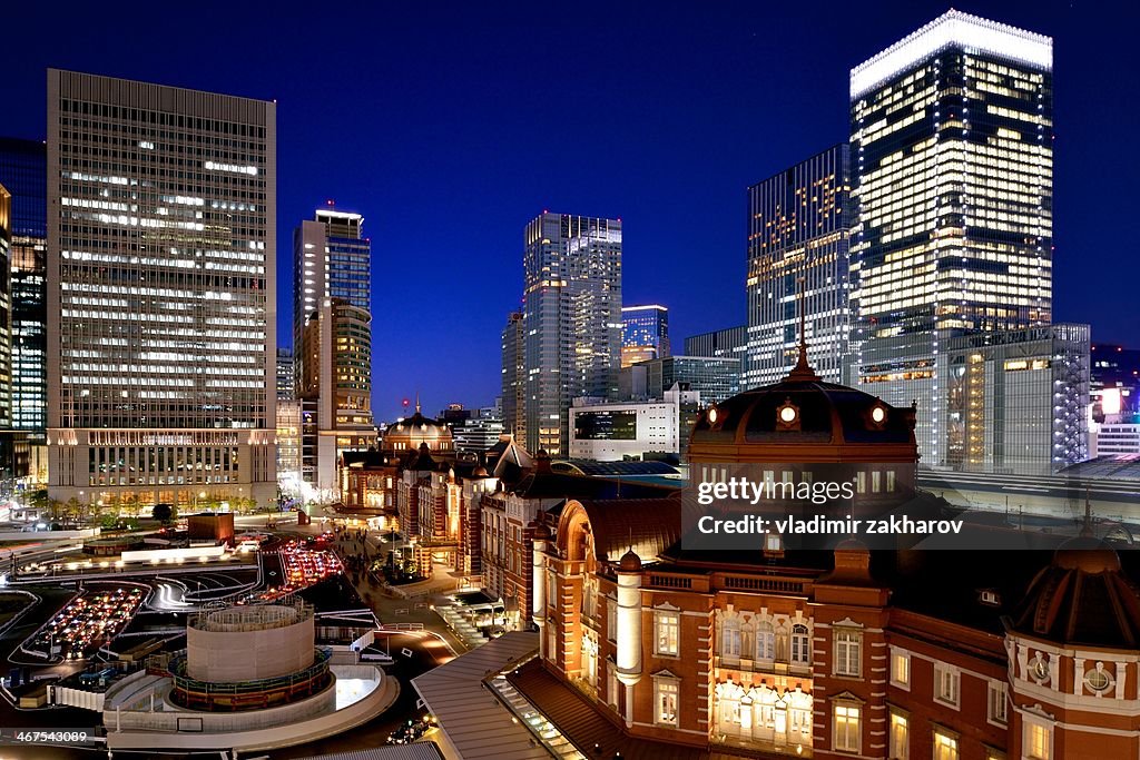 Old and new Tokyo at twilight