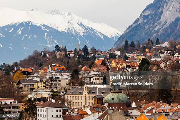 overview from innsbruck to hätting - innsbruck stock pictures, royalty-free photos & images