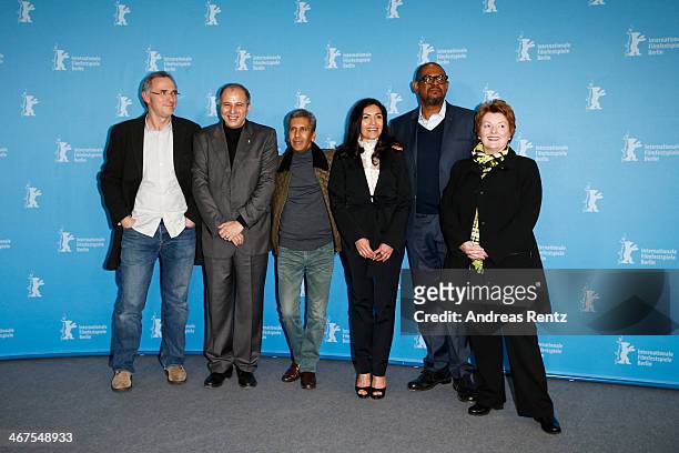 Jean Brehat, Mustapha Orif, Rachid Bouchareb, Dolores Heredia and Brenda Blethyn attend the 'Two Men in Town' photocall during 64th Berlinale...