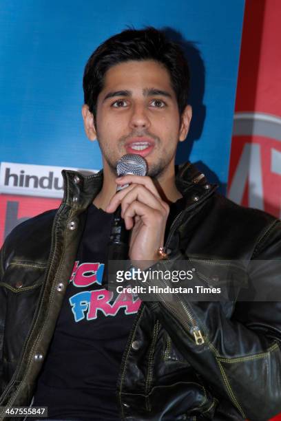 Indian Bollywood actor Sidharth Malhotra during promotion of his upcoming movie Hasee Toh Phasee at HT House on February 4, 2014 in New Delhi, India....