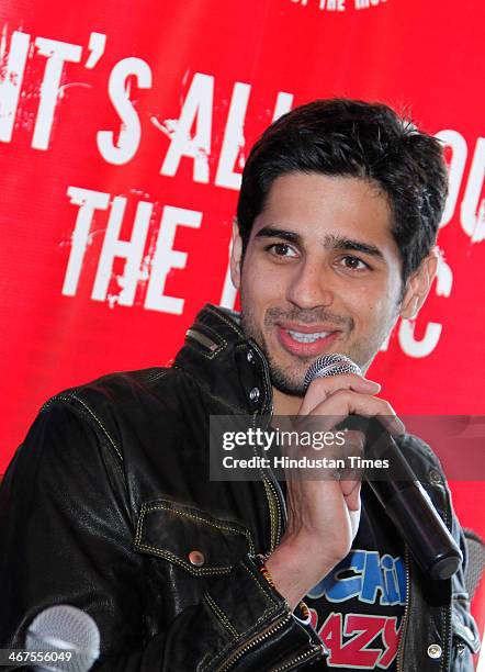 Indian Bollywood actor Sidharth Malhotra during promotion of his upcoming movie Hasee Toh Phasee at HT House on February 4, 2014 in New Delhi, India....