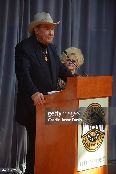 Country Music Hall of Fame inductee Jim Ed Brown during the 2015 Inductee announcement at Country Music Hall of Fame and Museum on March 25, 2015 in...