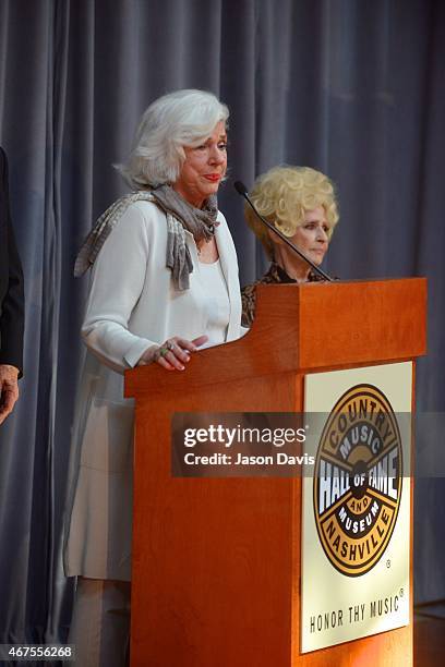 Country Music Hall of Fame inductee Maxine Brown of Jim Ed Brown and The Browns speaks during the 2015 Inductee announcement at Country Music Hall of...