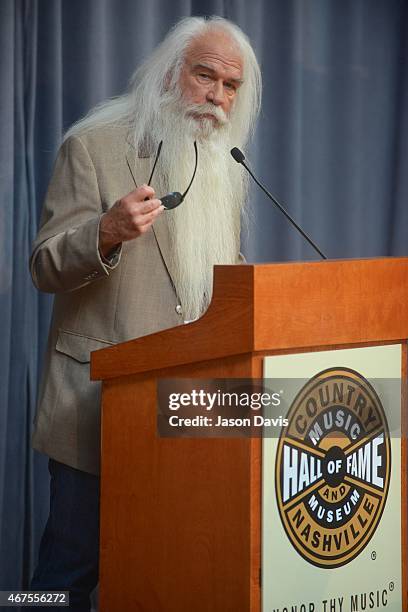 Country Music Hall of Fame inductee William Lee Golden of The Oak Ridge Boys speaks at the 2015 Country Music Hall of Fame Inductee announcement at...