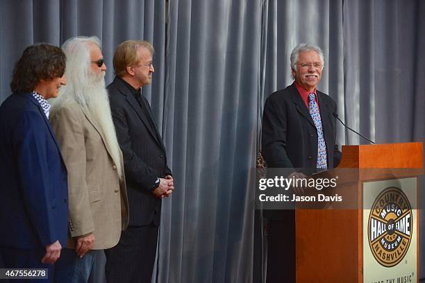 Country Music Hall of Fame inductees Joe Bonsall, Richard Sterban, Duane Allen and William Lee Golden of The Oak Ridge Boys attend the 2015 Country...
