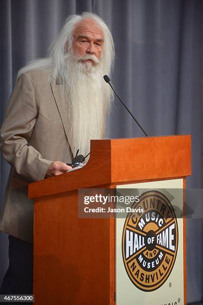 Country Music Hall of Fame inductee William Lee Golden of The Oak Ridge Boys speaks at the 2015 Country Music Hall of Fame Inductee announcement at...