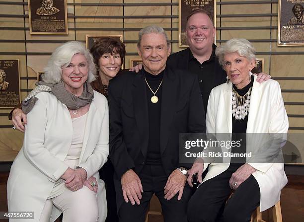 Front Row: Inductees Bonnie Brown, Jim Ed Brown, Maxine Brown of Jim Ed Brown and The Browns. Back row: Martha Moore, so much MOORE PR and Kirt...