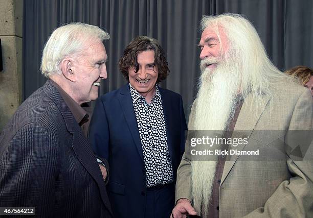 Country Music Hall of Fame inductees, Richard Sterban, William Lee Golden - The Oak Ridge Boys, and TV Personality/Radio host Ralph Emery attend the...