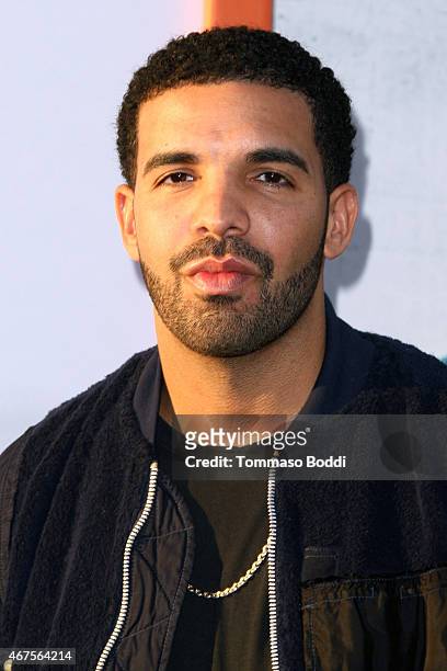 Rapper/Actor Drake attends the "Get Hard" Los Angeles premiere held at the TCL Chinese Theatre IMAX on March 25, 2015 in Hollywood, California.