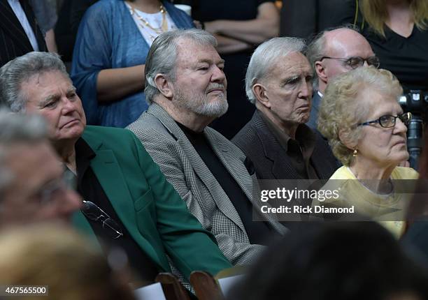 Singers/Songwriters Leroy Van Dyke, Buddy Kalb and TV Personality/Radio host Ralph Emery attend the CMA announcement that JIM ED BROWN AND THE...