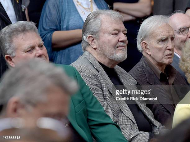 Singers/Songwriters Leroy Van Dyke, Buddy Kalb and TV Personality/Radio host Ralph Emery attend the CMA announcement that JIM ED BROWN AND THE...