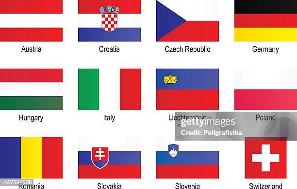 illustrazioni stock, clip art, cartoni animati e icone di tendenza di bandiere europa centrale - croatian flag