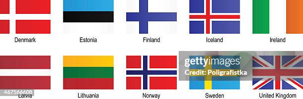 flaggen-nordeuropa - dänemark irland stock-grafiken, -clipart, -cartoons und -symbole