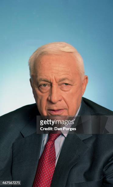 Portrait of Israeli former Prime Minister Ariel Sharon, near Sderot, Israel, January 7, 2001. The photo was taken at his ranch, Havat Hashikmim.