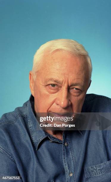 Portrait of Israeli former Prime Minister Ariel Sharon, near Sderot, Israel, January 7, 2001. The photo was taken at his ranch, Havat Hashikmim.