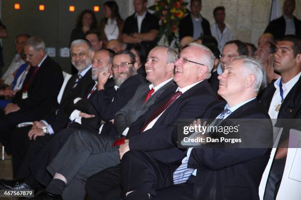 View of attendees at a ceremony at the Bank of Israel held to announcing the nomination of Professor Stanley Fischer to a second term as the banks...