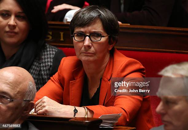 February 4: Valerie Fourneyron, french Minister of Sports participates at the Questions to the Government at the french National Assembly on February...