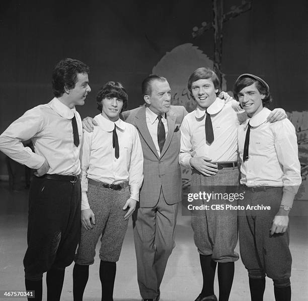 The Young Rascals appear on The Ed Sullivan Show, March 20, 1966. From left, Dino Danelli Eddie Brigati , show host Ed Sullivan, Gene Cornish and...