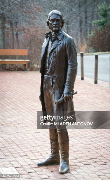 Photo taken on February 5, 2014 shows a statue of Thomas Jefferson, one of the US Founding Fathers, former US President and one of the United States...
