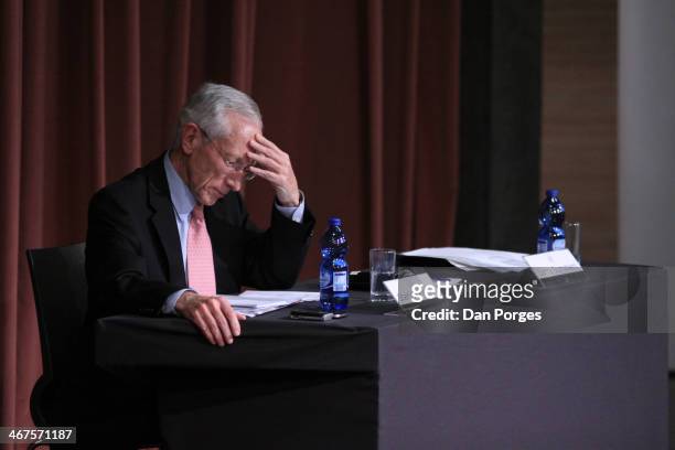 During an unspecified conference, Governor of the Bank of Israel Professor Stanley Fischer reads a document, Jerusalem, Israel, June 18, 2013.