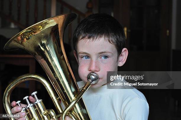 playing my saxhorn - wind instrument stock pictures, royalty-free photos & images