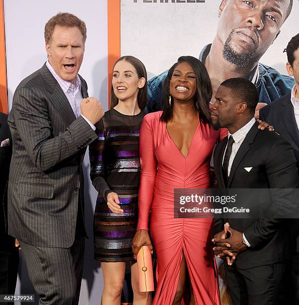 Actors Will Ferrell, Alison Brie, Edwina Findley Dickerson and Kevin Hart arrive at the Los Angeles premiere of "Get Hard" at TCL Chinese Theatre...
