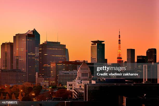 tokyo at sunset - parliament building ストックフォトと画像