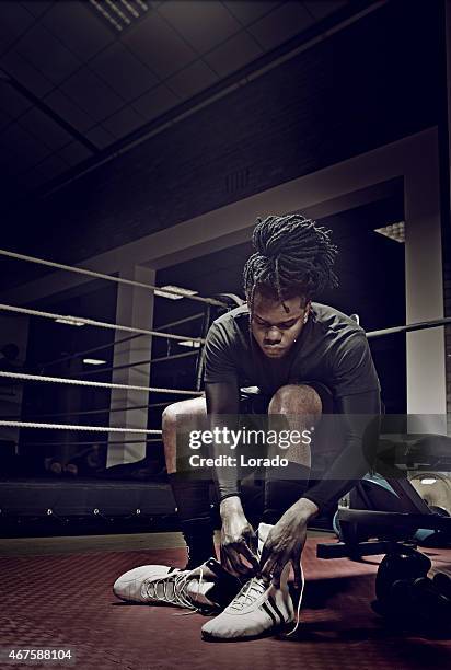 blak male boxer lacing shoes - shoes box stock pictures, royalty-free photos & images