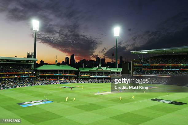 General view during the 2015 Cricket World Cup Semi Final match between Australia and India at Sydney Cricket Ground on March 26, 2015 in Sydney,...