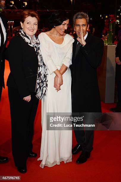 Director Rachid Bouchareb, actress Dolores Heredia and actress Brenda Blethyn attend the 'Two Men in Town' premiere during 64th Berlinale...