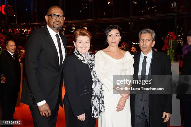 Actors Forest Whitaker, Dolores Heredia, director Rachid Bouchareb and actress Brenda Blethyn attend the 'Two Men in Town' premiere during 64th...