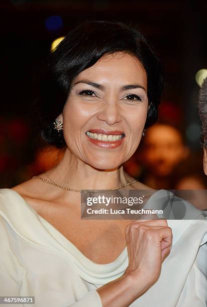 Actress Dolores Heredia attends the 'Two Men in Town' premiere during 64th Berlinale International Film Festival at Berlinale Palast on February 7,...