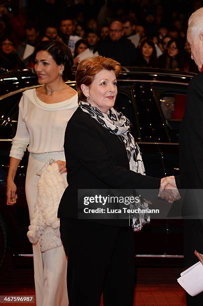 Actress Brenda Blethyn and Dolores Heredia arrive for the 'Two Men in Town' premiere during 64th Berlinale International Film Festival at Berlinale...