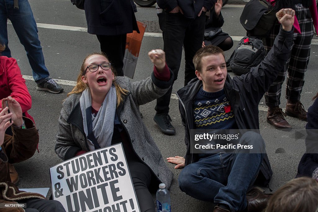 Students, education workers and supporters marched from...