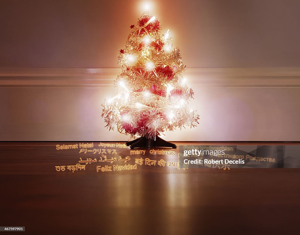 Miniature decorated artifical Christmas Tree