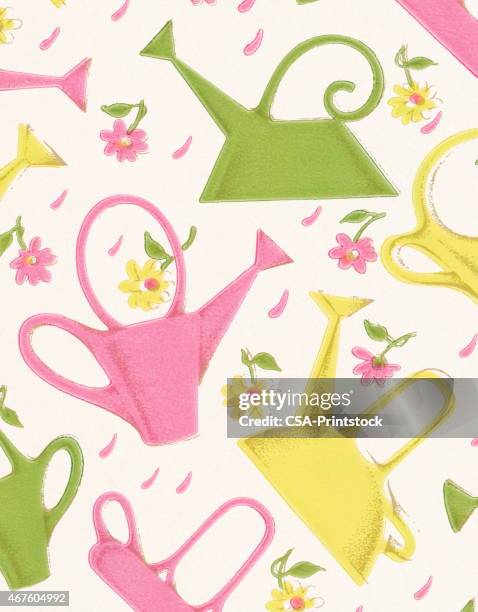 watering can pattern - watering can stock illustrations