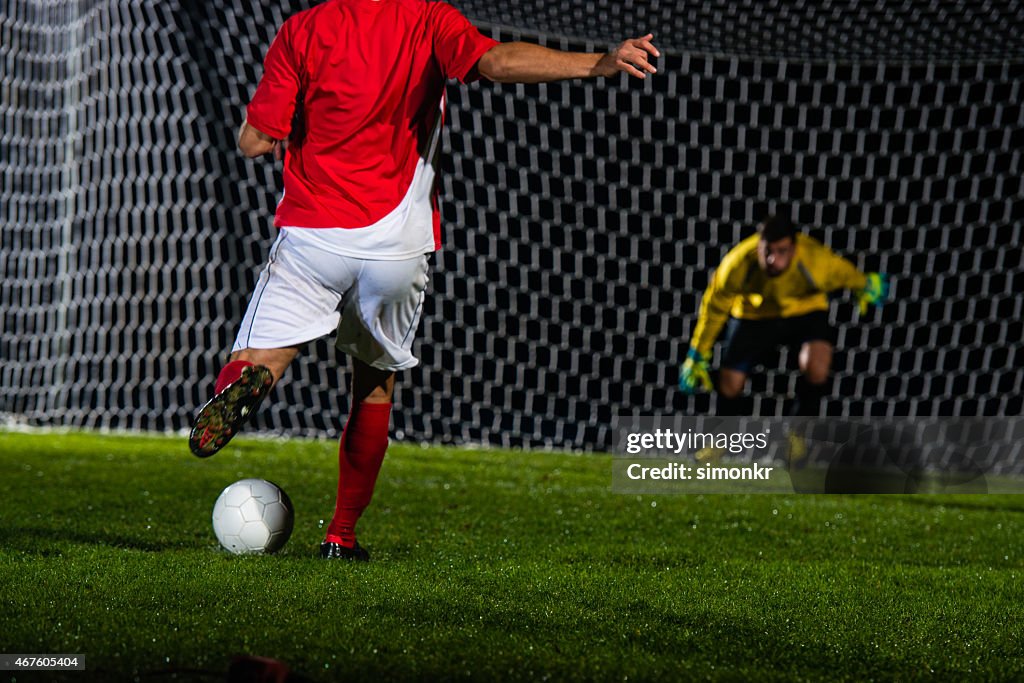 Soccer Player Shooting At Goal