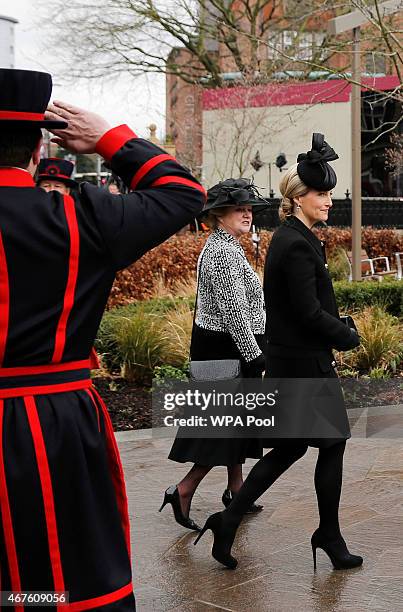 Sophie, Countess of Wessex, arrives at Leicester Cathedral for the reinterment ceremony of King Richard III, on March 26, 2015 in Leicester, England....