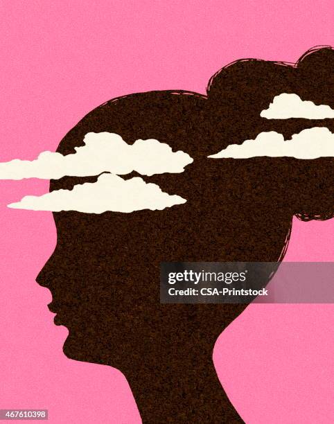 head in the clouds - updo stock illustrations