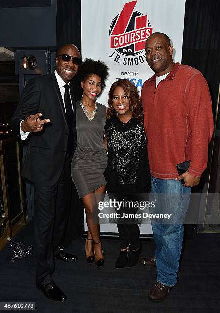 Smoove and wife, singer Shahidah Omar pose with Sherri Shepherd and her husband Lamar Sally at MSG Network's Season 2 Launch Party for "Four Courses...