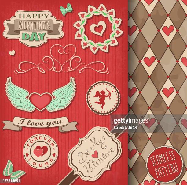 illustrations, cliparts, dessins animés et icônes de saint valentin set - cupidon and saint valentin