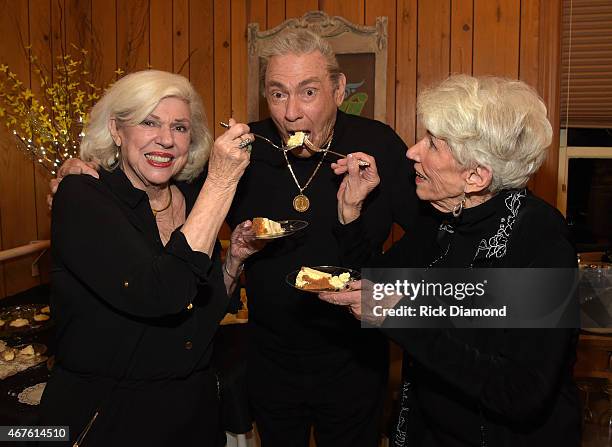 Country Music Hall of Fame Inductees Bonnie Brown, Jim Ed Brown and Maxine Brown enjoy Jim Ed Browns homemade cheesecake during Country Music Hall of...