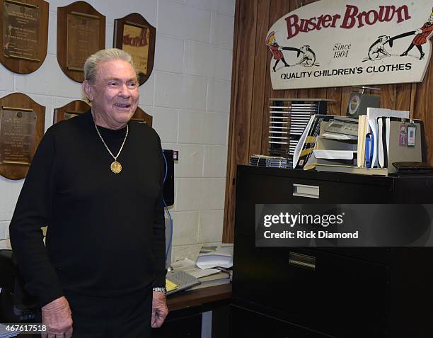 Inductee Jim Ed Brown during Country Music Hall of Fame inducees Jim Ed Brown and the Browns dinner party for friends and family on March 25, 2015 in...