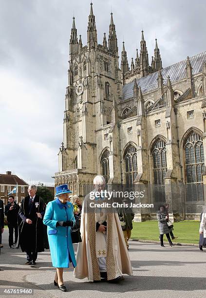 Queen Elizabeth II visits Canterbury Cathedral on March 26, 2015 in Canterbury, England.