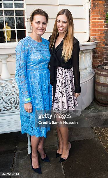 Yasmin Le Bon and Amber Le Bon pose at the launch of 'Travels to my Elephant' Rickshaw Race at Clarence House on March 26, 2015 in London, England.