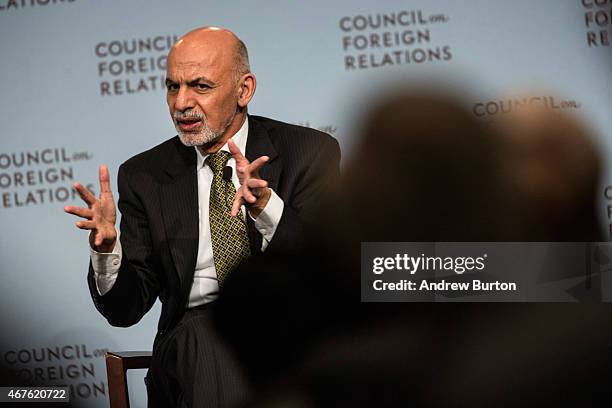 Ashraf Ghani, President of Afghanistan, speaks at the Council On Foreign Relations on March 26, 2015 in New York City. President Ghani has been...