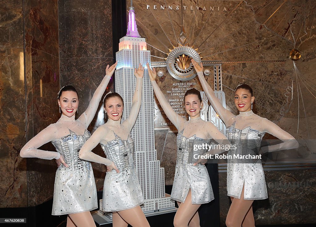 The Rockettes Visit The Empire State Building In Celebration Of The 2015 Spring Spectacular
