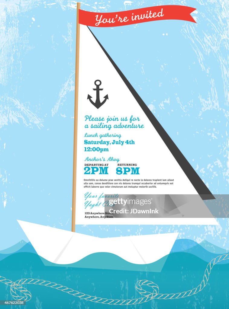 Papel de vela navegación y yahting diseño de plantilla de la invitación