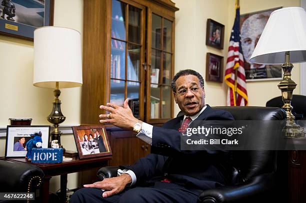 Rep. Emanuel Cleaver, D-Mo., speaks with Roll Call in his office in the Rayburn House Office Building on Wednesday, March 25, 2015.